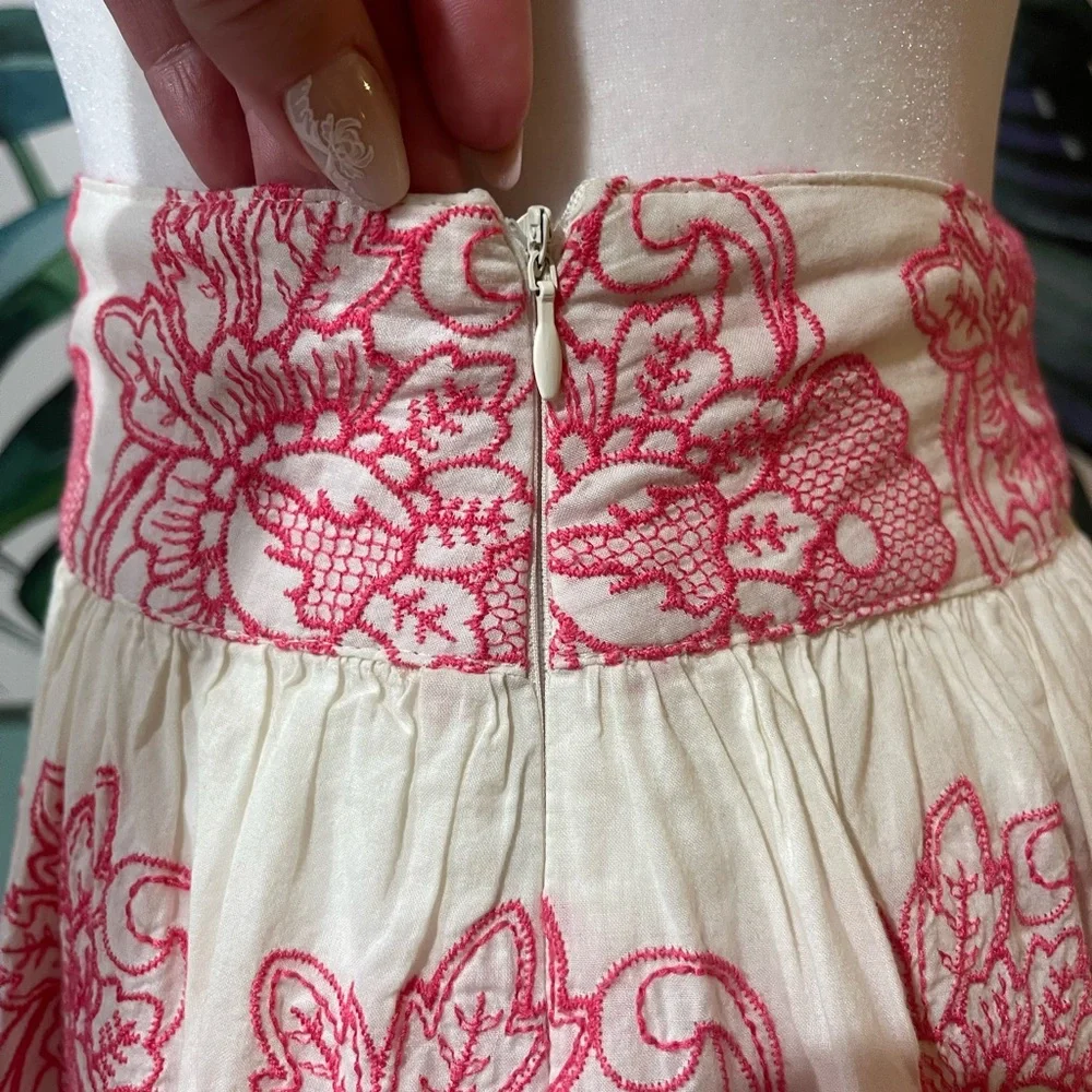 💕💕Flying Tomato Anthropologie Pink and Cream A-Line Skirt💕💕 - Picture 3 of 7